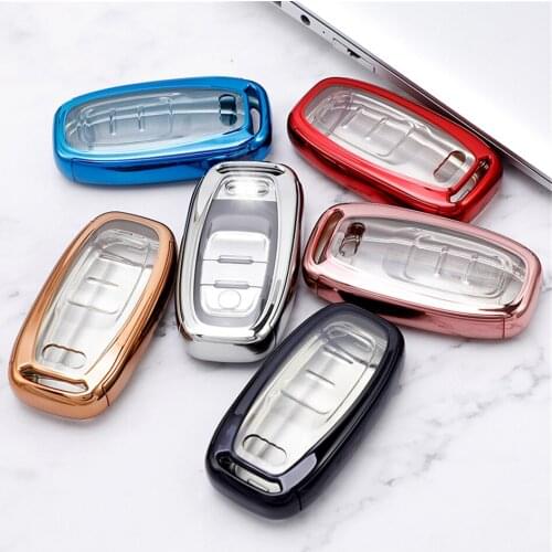 360° Protection TPU Car Key Case For Audi Key Cover Anti-wear Transparent Key Shell For Audi A6 C6 C7 A3 8P A4 B7 B8 B6 A5 Q5 Q7