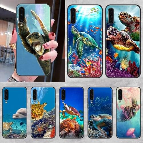 Cute Sea turtle Phone case For Samsung Galaxy A 3 5 7 8 10 20 21 30 40 50 51 70 71 E S 2016 2018 4G black trend back painting