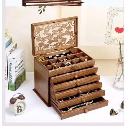 Upgraded version Wood Jewelry Box Storage Gift Display Box Jewelry Lagre Gift Box Packaging casket marriage gift box WY606