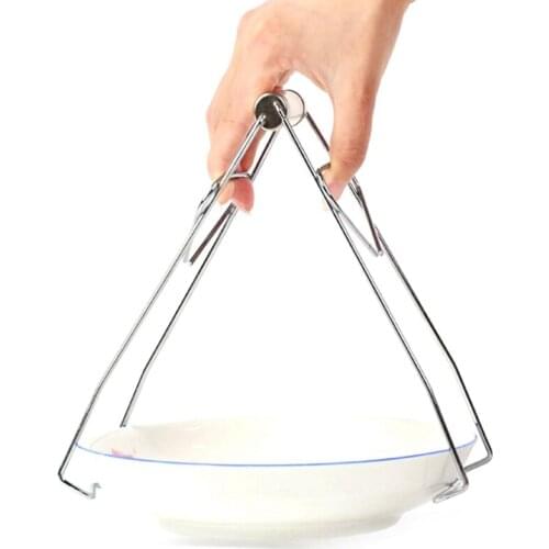 Stainless Steel Hot Bowl Pot Clip Dish Holder Steamer Anti-scald Plate Tong Bowl Foldable Kitchen Bowl Plate Metal Clamp Gripper