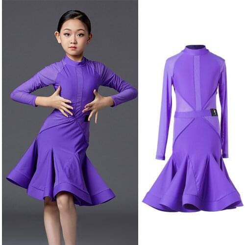 ChildrenS Latin Dance Dress Purple Dress Dance Costume Girls Dance Dress Professional Competition Kids Dresses For Girls L3032