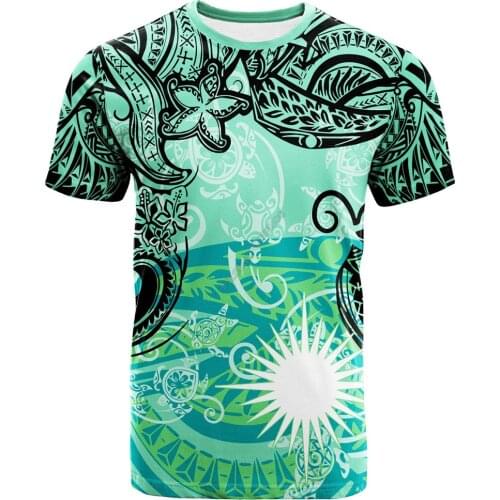 Marshall Islands T-Shirt Vintage Floral Pattern Green 3D Printed t-shirt Harajuku Streetwear T shirts Men For Women Short Sleeve