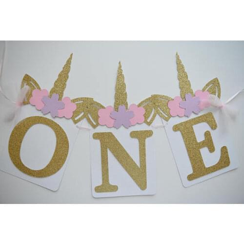CUSTOM age Magic Unicorn 1st birthday high chair Banners baby shower buntings nursery room garlands photo booth