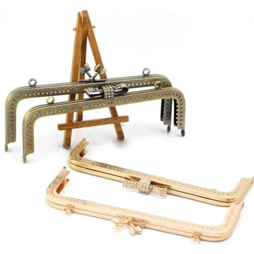 K703 20CM Square Shape Bowknot Ring Lock Purse Frame DIY Kiss Lock Bag Accessories