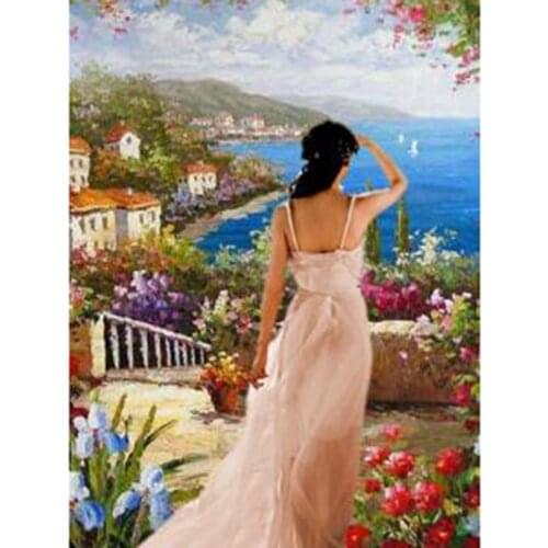 5D DIY Diamond Painting Square Round Diamond Character Picture Long Skirt Beauty Picture Cross Stitch Mosaic Diamond Gift WG2775