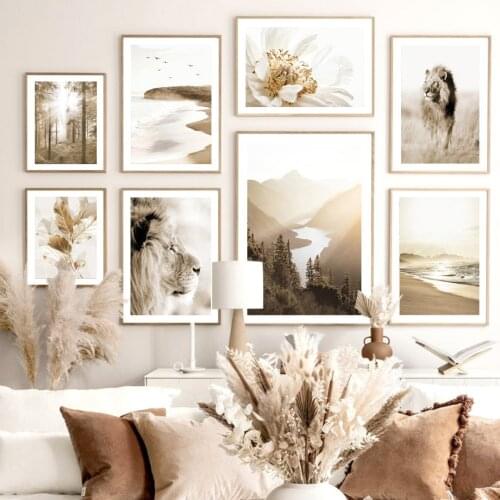 Forest Sea Daisy Lion Leopard Canyon Leaf Wall Art Canvas Painting Posters And Prints Living Room Decor Nordic Style Decoration