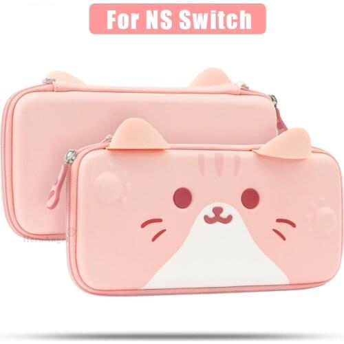 Cute Cats Ears Protables For Nintendo Switch Gray Three-dimensional Ears Travel Carrying Case for Nintendo Switch
