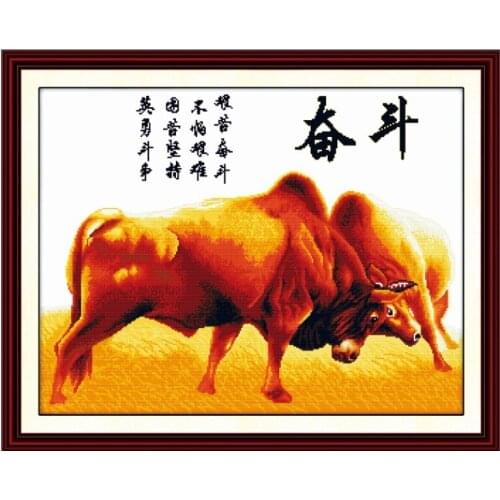 Work hard cross stitch kit cartoon canvas stitching embroidery DIY handmade needlework