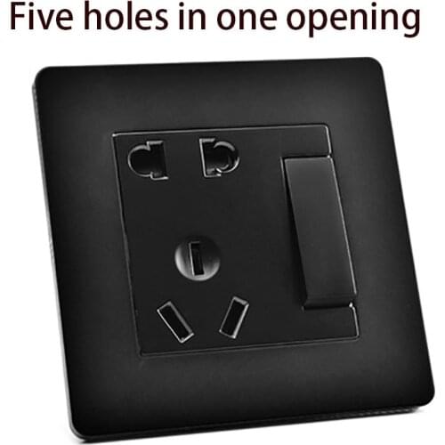 Type 86 Nordic minimalist style matte black wall socket panel retro socket