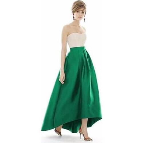 New Trendy Maxi Long Skirt Floor Length Ladies Asymmetrical Skirts Emerald Green Saias Longa 2017 Femininas Formal Jupe