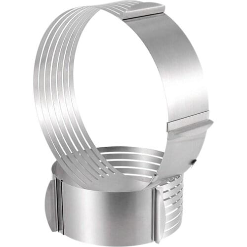 New 2 Pcs Adjustable Cake Ring Cutter Mousse Ring Retractable Adjustable Layered Stainless Steel Round Cake Mold 6-12 Inches