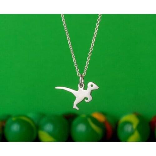 Daisies Simple Design Dinosaur Choker Necklace Modern Minimalist Animal Velociraptor Pendant Necklaces