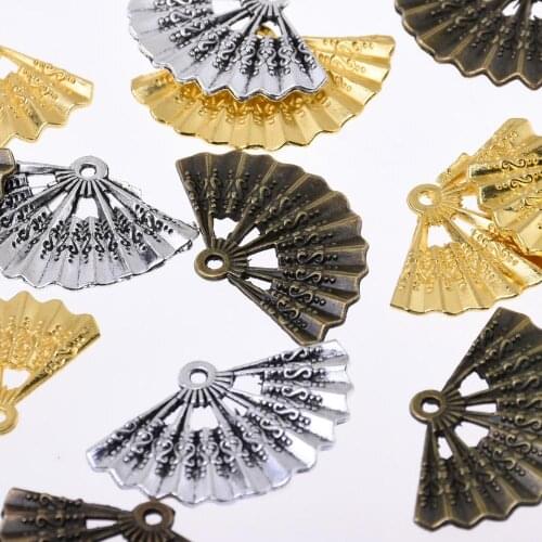 21*33mm Alloy Fan shape necklace pendant Vintage Bracelet Charms Necklace Charms findings 20pcs