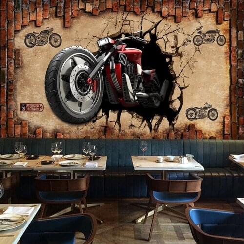 Custom Any Size Mural Wallpaper Retro Car Brick Wall Fresco 3D Personality Wallpaper Restaurant Cafe KTV Background Wall Papers