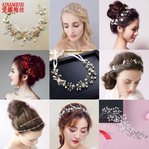 Headbands Bride Headpiece Tiaras Fashion Hair Jewelry Crystal Pearl Flower Bridal Wedding Hair Accessories For Women