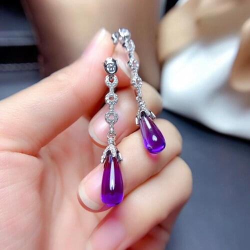 The Best Wedding Gift Amethyst Earring Natural And Real 925 sterling silver Amethyst Earring