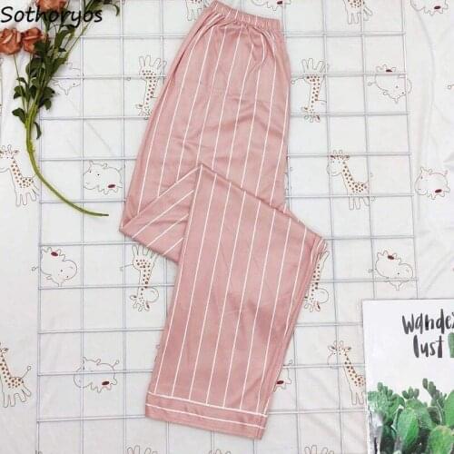 Sleep Bottoms Women Comfortable Loose Kawaii Cartoon Printed Females Summer Home Wear Long Trousers Cotton Casual Trendy Ins