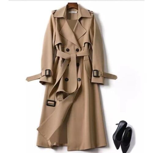 Spring Korean Casual Thin Trench Coat For Women Elegant Long Trench Overcoat Plus Size Long Sleeve Windbreaker Female Trench