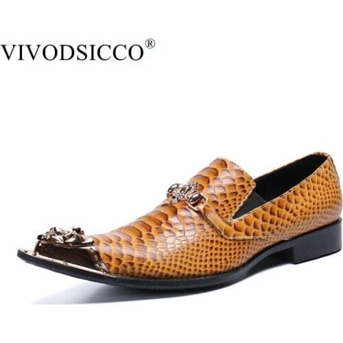 VIVODSICCO Fashion Man Formal Shoes High Quality Breathable Leather Personality Men Business Dress Loafers Oxford Wedding Shoes