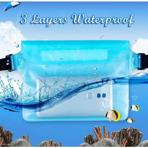 3 Layers Waterproof Sealing Drift Diving Swimming Waist Bag Skiing Snowboard Underwater Dry Shoulder Bag for Phone Fanny Pack