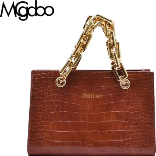 Mgcdoo Retro Women Handbag Thick Chain Shoulder Bag Alligator Pattern Fashion Tote Bag Trendy Simple Bag