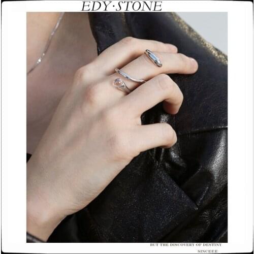 EDY 21SS New Punk Design Ring Geometric Irregular Twisted Rhinestone Adjustable Opening Ring for Women Party Jewelry