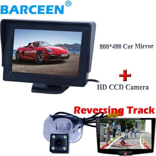 170 lens angle 4 led Dynamic track line car backup camera +4.3" cloor lcd car monitor for Kia Forte for Hyundai Verna Sedan