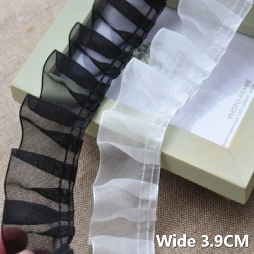 3.9CM Wide Tulle 3D Chiffon Lace Fabric Applique Guipure Lace Collar Ribbon Ruffle Trim Toy Dolls Clothing DIY Sewing Decor