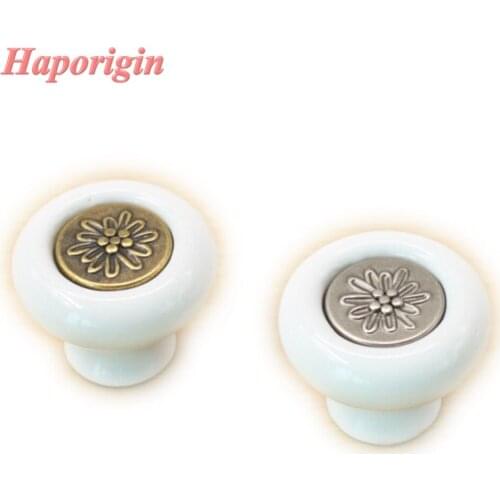 3x Antique Ceramic Cabinet Drawer Knobs Porcelain Kids Wardrobe Handles Furniture Dresser Closet Cupboard Rural Vintage Pulls