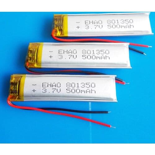 3 pcs 801350 3.7V 500mAh Rechargeable lipo battery polymer lithium batteries for MP3 GPS DVD bluetooth recorder e-book camera