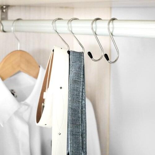 4pcs S hook key hanger Clothing Store Organizer closet Hanging Long Display Hooks no-hurt Kitchen hooks Bathroom Organizer