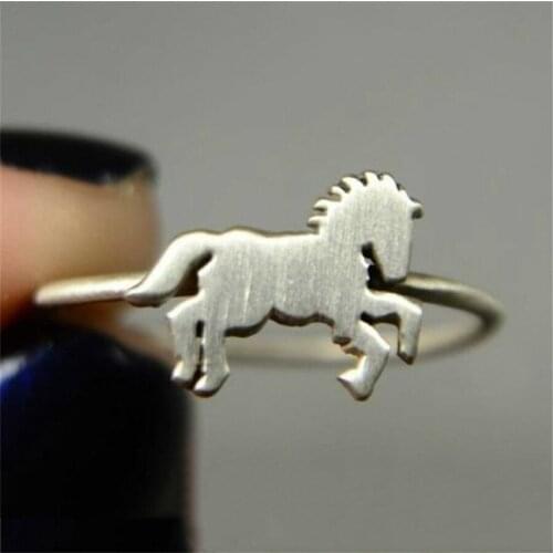Simple Design Silver Color Ring Mini Size Horse Pattern Accessories Thin Band For Daily Wear Finger Jewelry Bijoux Garniture
