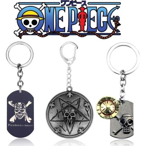 Anime One Piece Cosplay Keychain Luffy Straw Hat Tag Pendant Key Chain Men Women Skull Alloy Key Ring Holder Halloween Gifts