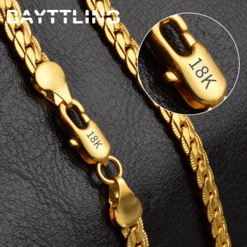 BAYTTLING 925 Sterling Silver 18/20/24 Inch Gold / Silver 6mm Full Sideways Chain Necklace For Women Men Fashion Gift Jewelry