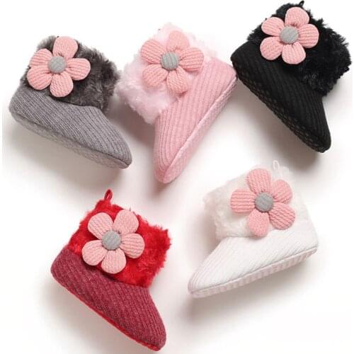 Baby First Walkers Unisex Cozy Faux Fleece Newborn Bootie Winter Warm Infant Toddler Crib Shoes Classic Floor Boots