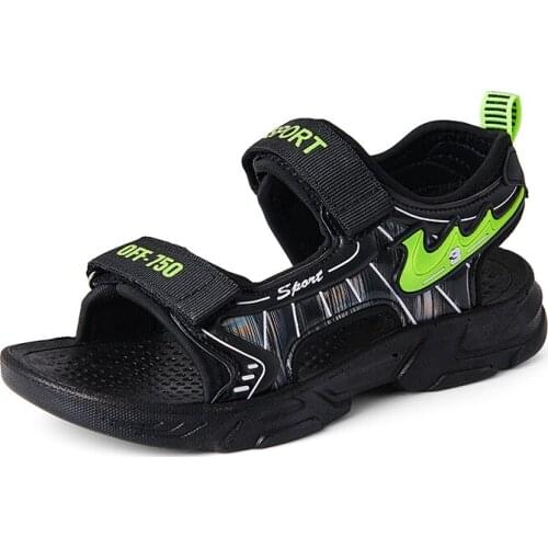 CHILDRENS Sandals BOYS Soft-Sole Fashion Summer 2021 New Style Summer Young STUDENTS Anti-slip Big Boy Beach shoes 210