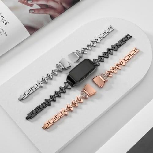 For Honor Band 6 Strap Metal Strap Smart Wristband for Honor Band Honor Band 6 Accessories Stainless Watchband for Woman