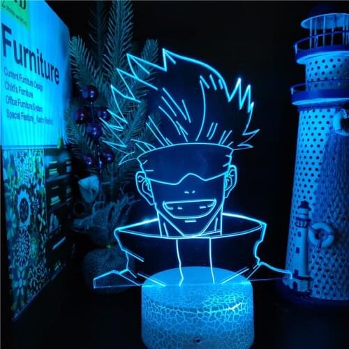 Jujutsu Kaisen Gojo Satoru Anime Figure 3D Lamp Night Lights Set Bedroom Novelty Lighting Home Decoration Lamp Lampara