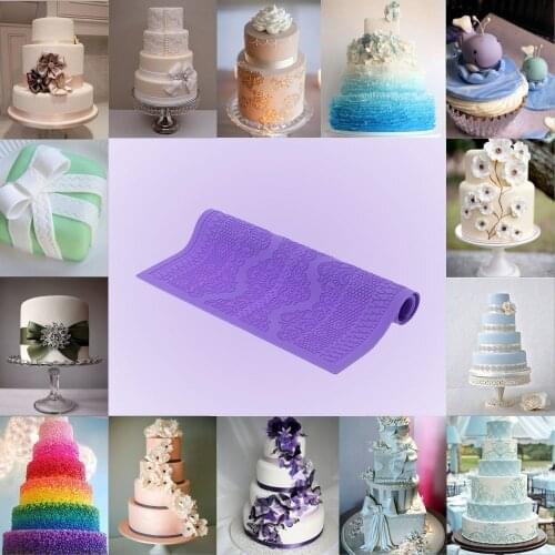 Mijiang Purple Non-stick Silicone Mold Fondant Cakes Baking Cake Mold DIY Lace Cake Decorating Tool Bakeware Accessories