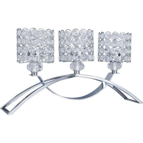 Crystal Candle Holders 3 Arms With 3 Holders Candelabra Holder Decorative Centerpieces for Living Room Dinning Decoration