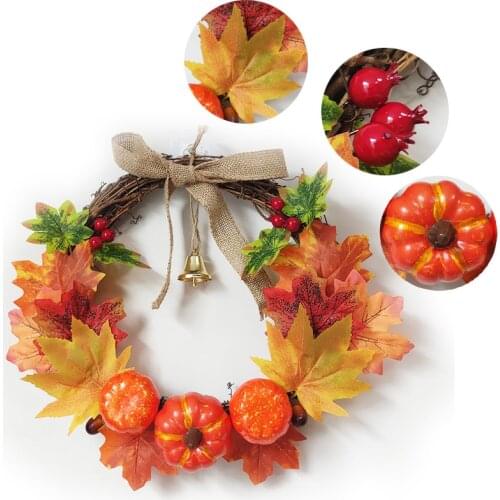 Customized Artificial Flowers Autumn Thanksgiving Wreath Halloween Pumpkin Wreath Artificial Wreath Garland Halloween Home Décor