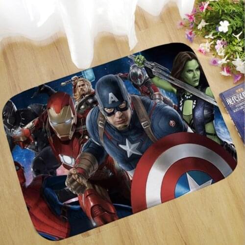 Marvel The Avengers Spider-Man Iron Man Hulk Thor Captain America Cartoon Home Bathroom Doormat Anime Rug Anti-slip Kitchen Mat