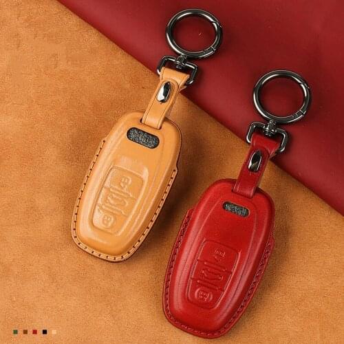 Leather Remote Smart Key Cover Fob Case Shell for Audi A1 A3 A4 A5 A6 A7 A8 Quattro Q3 Q5 Q7 2009 2010 2011 2012 2013 2014 2015
