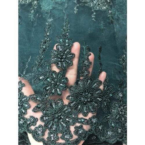 Latest Nigerian Lace Handmade Beads Lace Fabrics High Quality Beaded Lace Fabric for Party Wedding French Tulle Lace JRB-52804