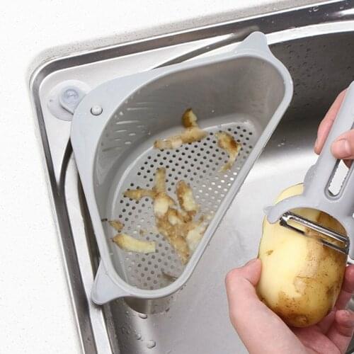 Kitchen Triangle Sink Drain Rack Vegetable Rack Household Tray Basket Punch-Free Convenient Hangable Storage Triangle Stora