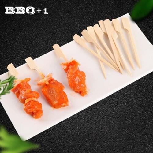100pcs 9cm 3.5'' Bamboo Paddle Pick Flat Wood Skewer Fruit Food Picker Cocktail Paddle Christmas Bar Barbecue Party Supplies