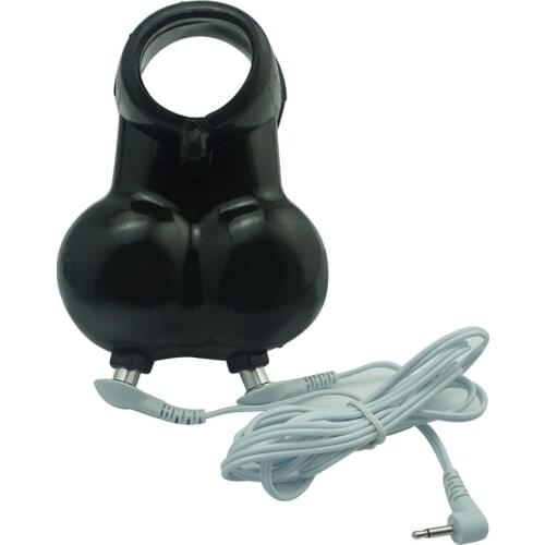 New electric shock silicone Scrotum penis Squeeze Cock Ring Ball Stretcher Chrome finish chastity bondage male electro sex toy