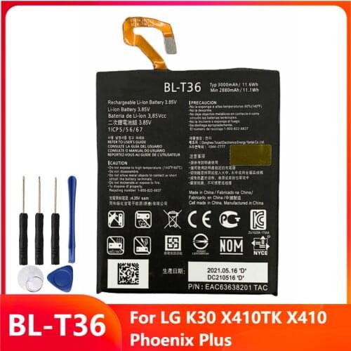 Original Replacement Phone Battery BL-T36 For LG K30 X410TK X410 Phoenix Plus BL-T36 Genuine Rechargable Batteries 3000mAh