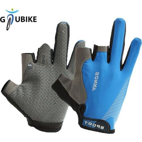 GTUBIKE Three Finger Cut Fitness Gloves Wear-resistant Palm Anti-slip Outdoor Fishing Gloves Skin-friendly Cycling Gloves