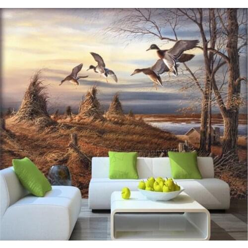 Custom 3d wallpaper beautiful scenery rural country modern decorative painting high quality waterproof material